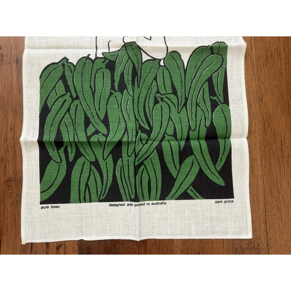VINTAGE Pam Price KOALA Pure Linen Tea Towel Kitchen Towel Australia NWOT 18x32